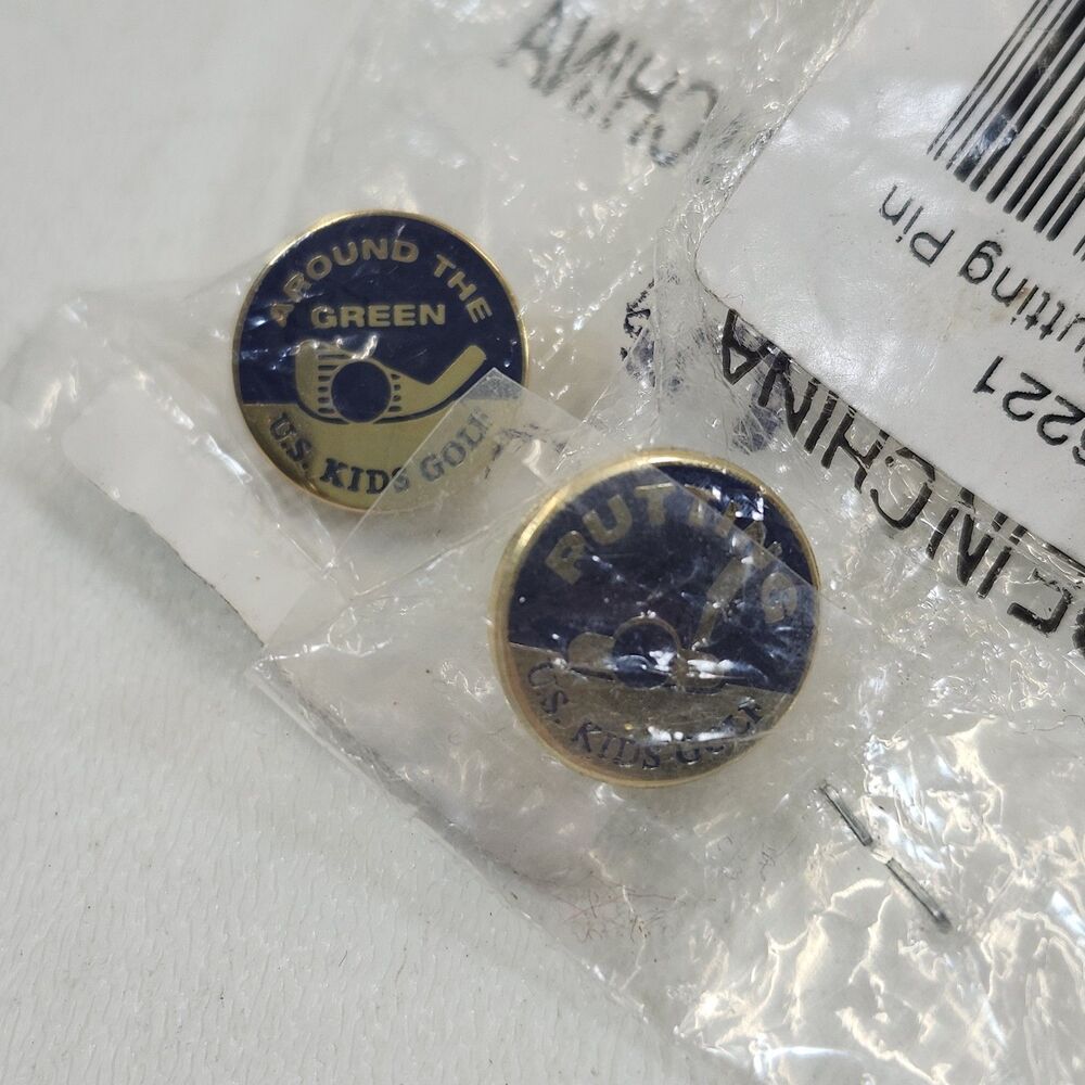 2 U.S. Kids Golf Lapel Pins Enamel Vintage Award Putting Around the Green